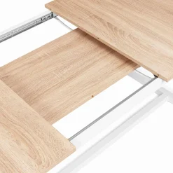 Table à manger blanche et bois extensible style industriel*IDMarket Outlet