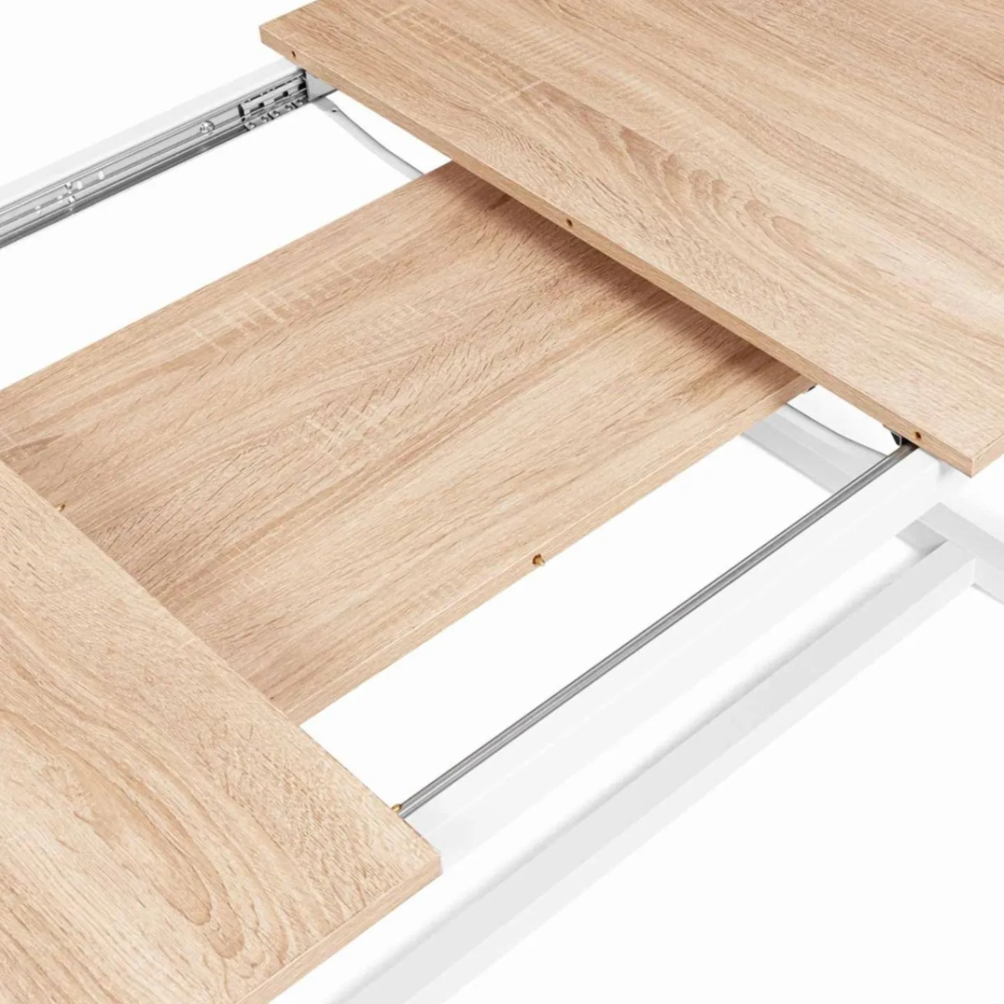 Table à manger blanche et bois extensible style industriel*IDMarket Outlet