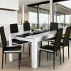 Table à manger blanche et noire 140 cm et 6 chaises noires liseré blanc*IDMarket Online