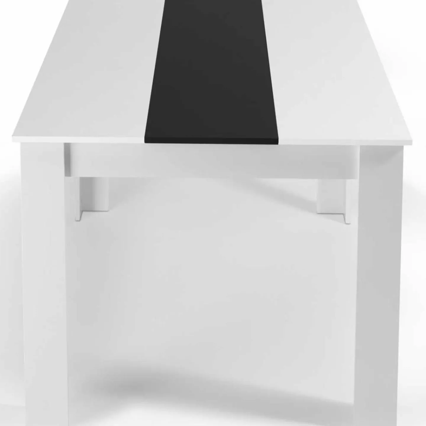 Table à manger blanche et noire 140 cm et 6 chaises noires liseré blanc*IDMarket Online