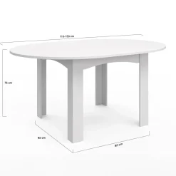 Table à manger blanche extensible ronde pour 4-8 personnes*IDMarket Discount