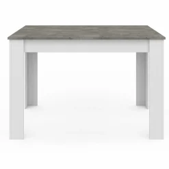 Table à manger blanche rectangle plateau effet béton 4 personnes*IDMarket Best