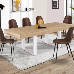 Table à manger bois 10 personnes pieds blancs*IDMarket New