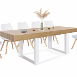 Table à manger bois 10 personnes pieds blancs*IDMarket New