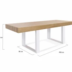 Table à manger bois 10 personnes pieds blancs*IDMarket New