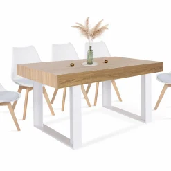 Table à manger bois 6 personnes pieds blancs*IDMarket Hot