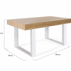 Table à manger bois 6 personnes pieds blancs*IDMarket Hot