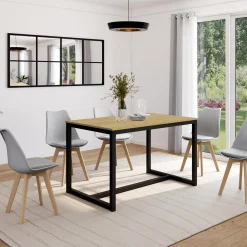 Table à manger bois et métal noir 120 cm*IDMarket Sale