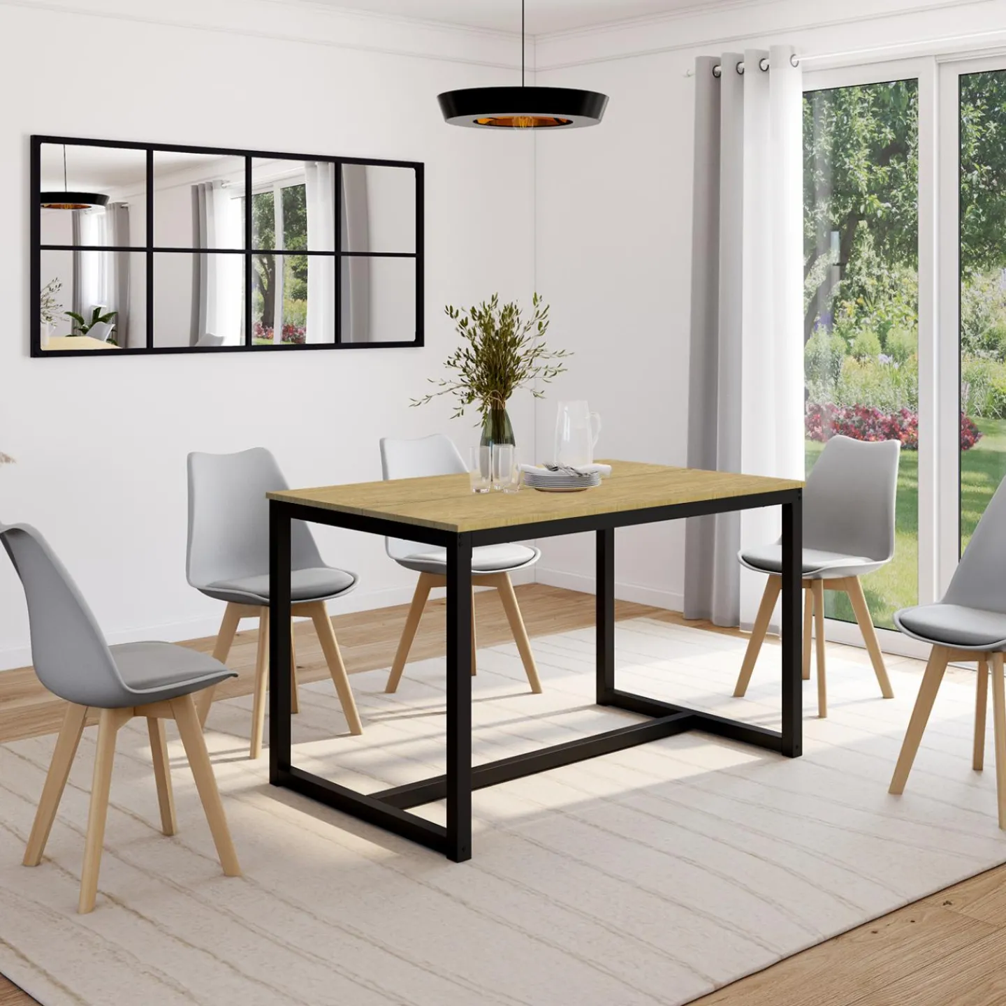 Table à manger bois et métal noir 120 cm*IDMarket Sale