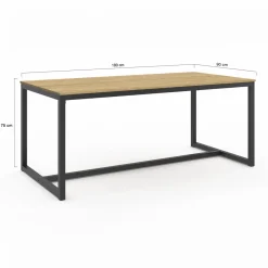 Table à manger bois et métal noir 180 cm*IDMarket Clearance