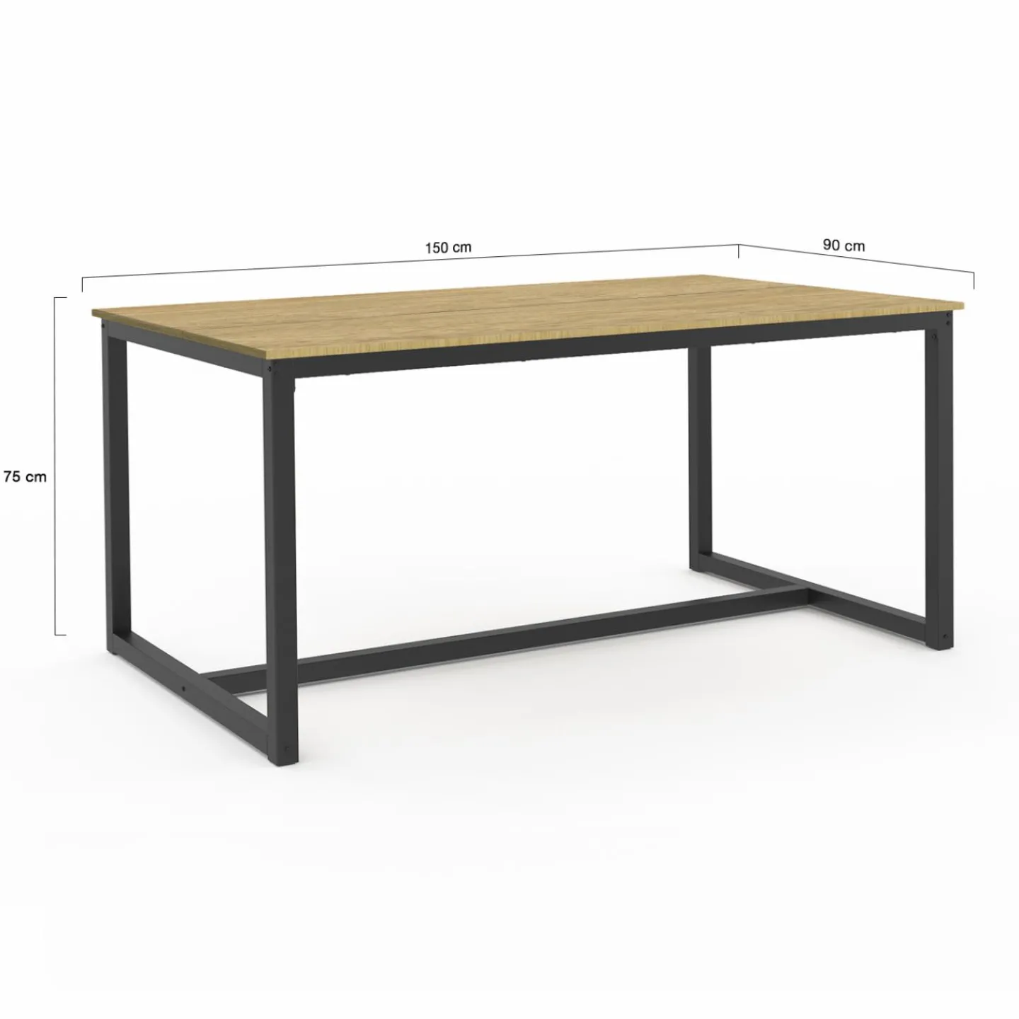 Table à manger bois et métal noir 150 cm*IDMarket
