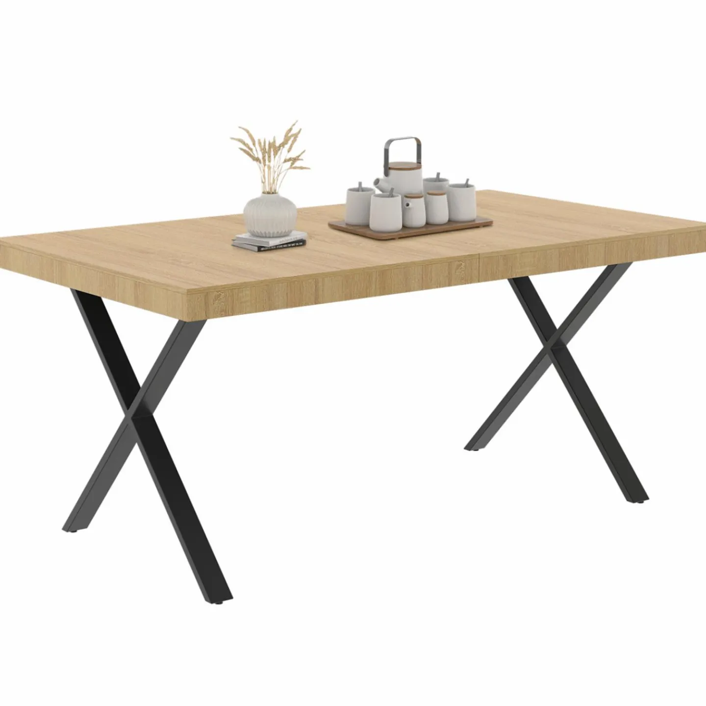 Table à manger bois et métal noir 160 cm*IDMarket Best