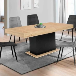 Table à manger bois et noir 8 personnes 160 cm*IDMarket Hot