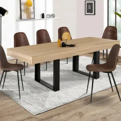 Table à manger bois et noir 200 cm*IDMarket Discount