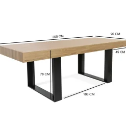 Table à manger bois et noir 200 cm*IDMarket Discount
