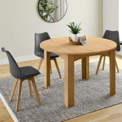 Table à manger bois extensible ronde pour 4-8 personnes*IDMarket Online