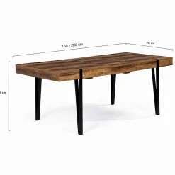 Table à manger bois foncé extensible 6-10 personnes avec pied épingle*IDMarket Hot