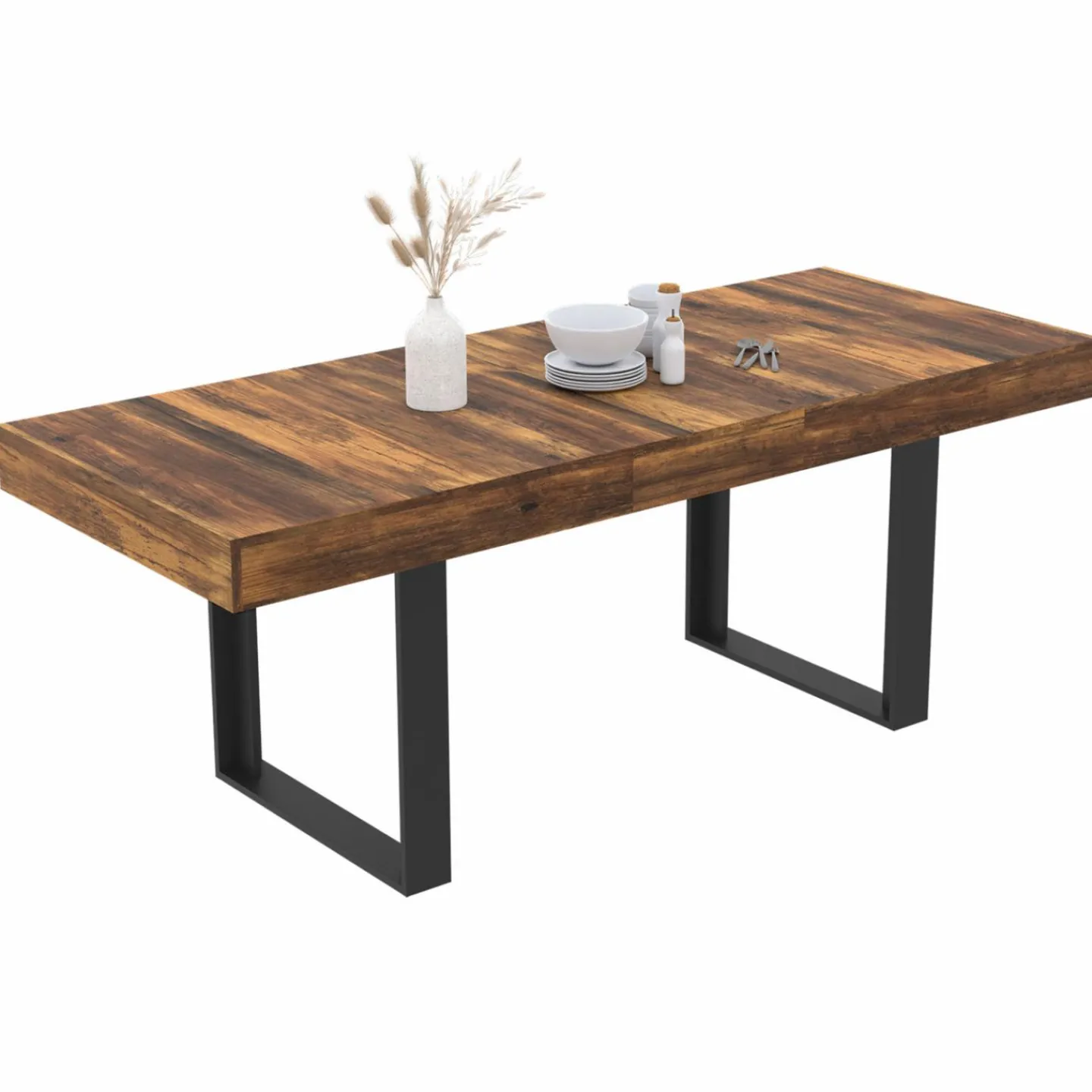 Table à manger bois foncé extensible 6-10 personnes 160-200 cm*IDMarket Hot