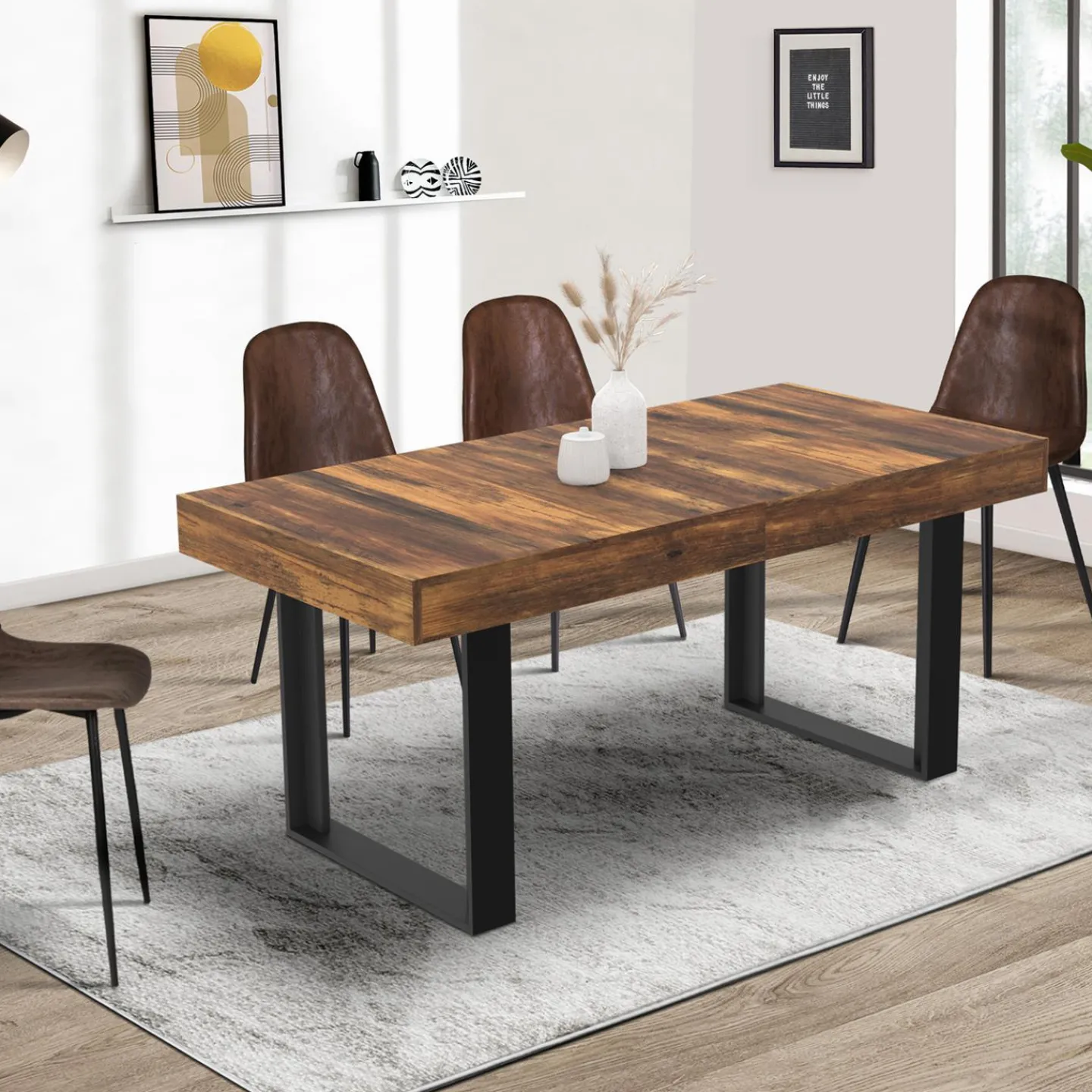 Table à manger bois foncé extensible 6-10 personnes 160-200 cm*IDMarket Hot