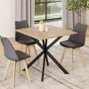 Table à manger carrée 80 cm 4 personnes en bois et pied araignée en métal noir*IDMarket Clearance