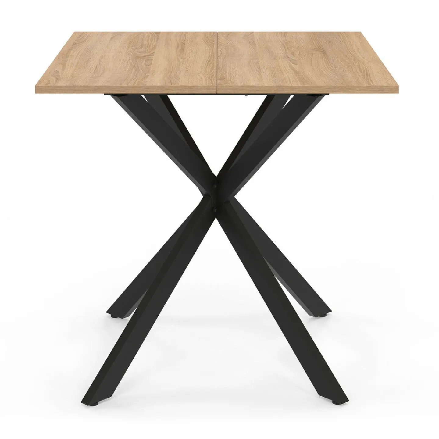 Table à manger carrée 80 cm 4 personnes en bois et pied araignée en métal noir*IDMarket Clearance