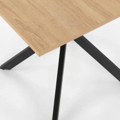 Table à manger carrée 80 cm 4 personnes en bois et pied araignée en métal noir*IDMarket Clearance