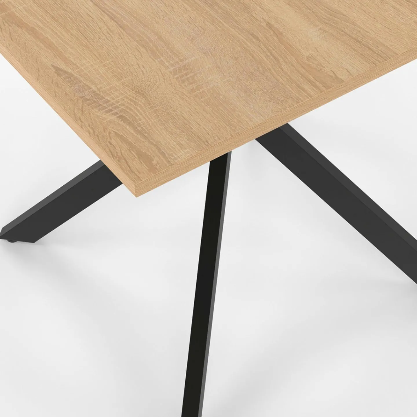 Table à manger carrée 80 cm 4 personnes en bois et pied araignée en métal noir*IDMarket Clearance