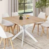Table à manger carrée 110 cm 8 personnes plateau en bois avec pied araignée en métal blanc*IDMarket Hot