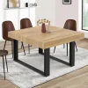 Table à manger carrée 6 personnes bois et noir*IDMarket Outlet