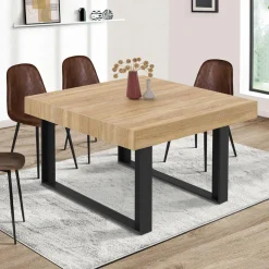 Table à manger carrée 6 personnes bois et noir*IDMarket Outlet