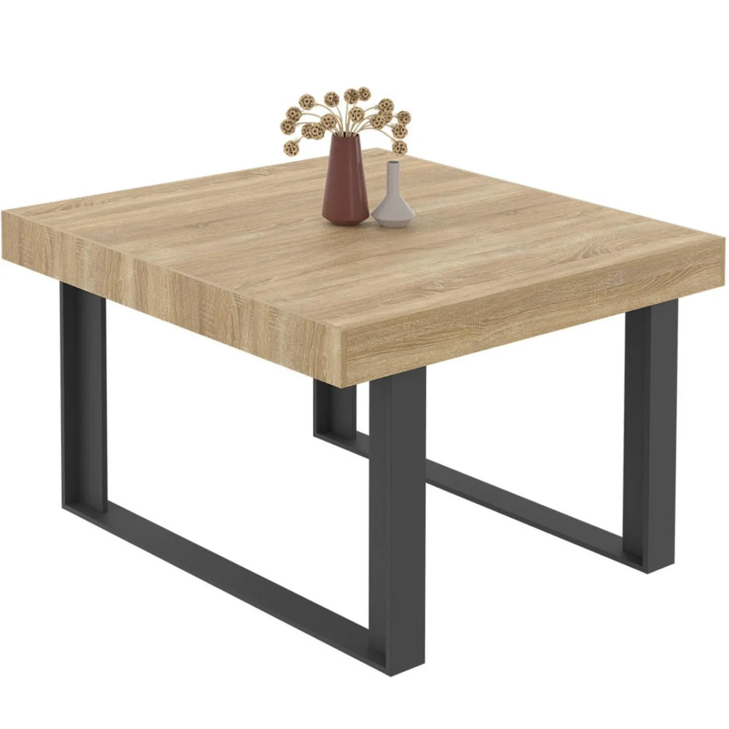 Table à manger carrée 6 personnes bois et noir*IDMarket Outlet