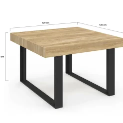 Table à manger carrée 6 personnes bois et noir*IDMarket Outlet
