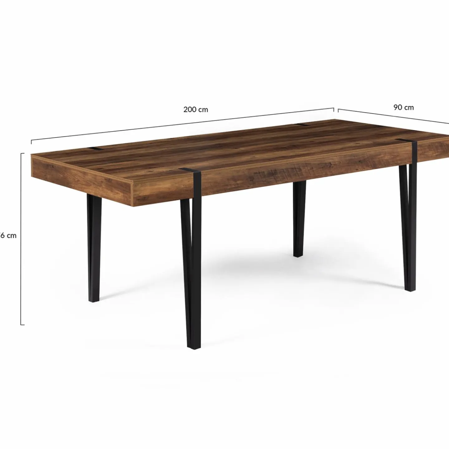 Table à manger effet bois vieilli et métal noir 200 cm 10 personnes*IDMarket Hot