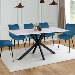 Table à manger effet marbre blanc*IDMarket Hot