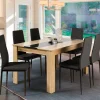 Table à manger en bois imitation hêtre et noir 140 cm et 6 chaises noires*IDMarket Outlet