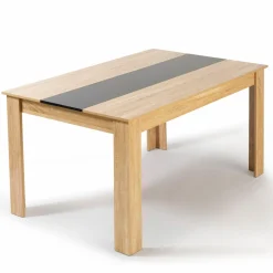 Table à manger en bois imitation hêtre et noir 140 cm et 6 chaises noires*IDMarket Outlet