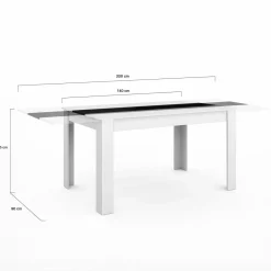 Table à manger extensible rectangle blanche et noire 6-10 personnes 140-220 cm*IDMarket Hot