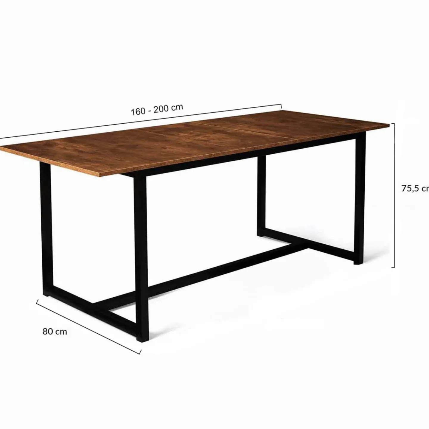 Table à manger extensible industrielle 6 à 10 personnes*IDMarket