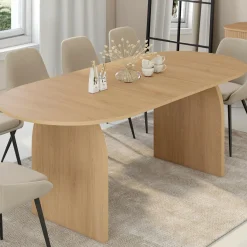 Table à manger extensible ovale 6-10 personnes 160 - 200 cm en bois façon hêtre*IDMarket Clearance