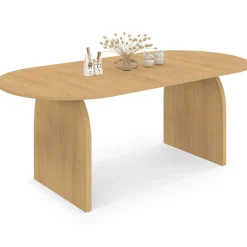 Table à manger extensible ovale 6-10 personnes 160 - 200 cm en bois façon hêtre*IDMarket Clearance
