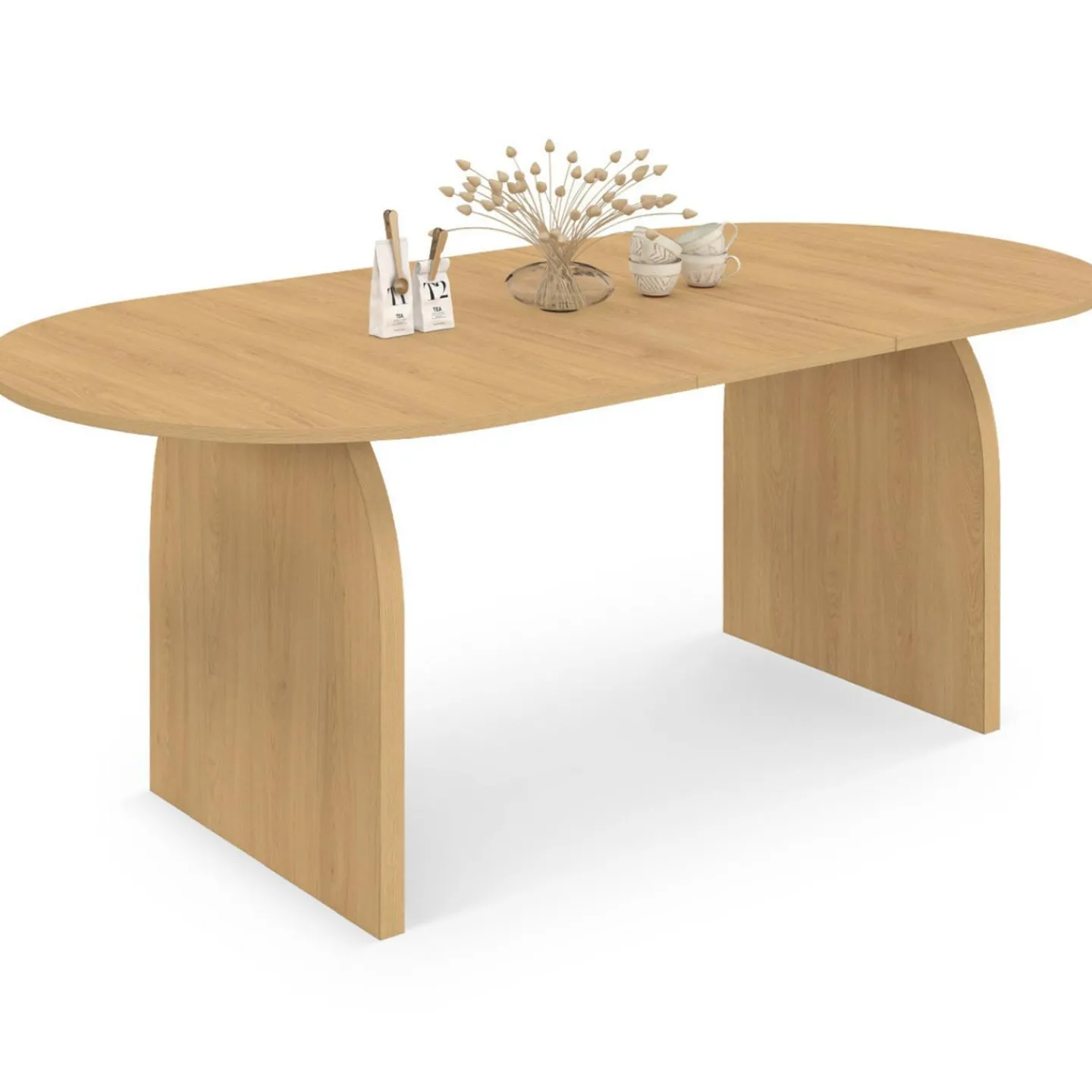 Table à manger extensible ovale 6-10 personnes 160 - 200 cm en bois façon hêtre*IDMarket Clearance