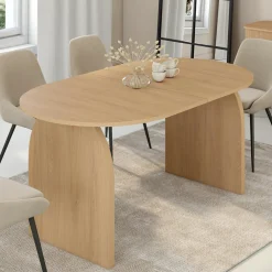 Table à manger extensible ovale 6-10 personnes 160 - 200 cm en bois façon hêtre*IDMarket Clearance