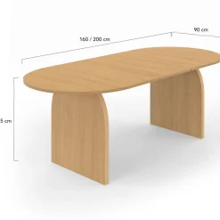 Table à manger extensible ovale 6-10 personnes 160 - 200 cm en bois façon hêtre*IDMarket Clearance