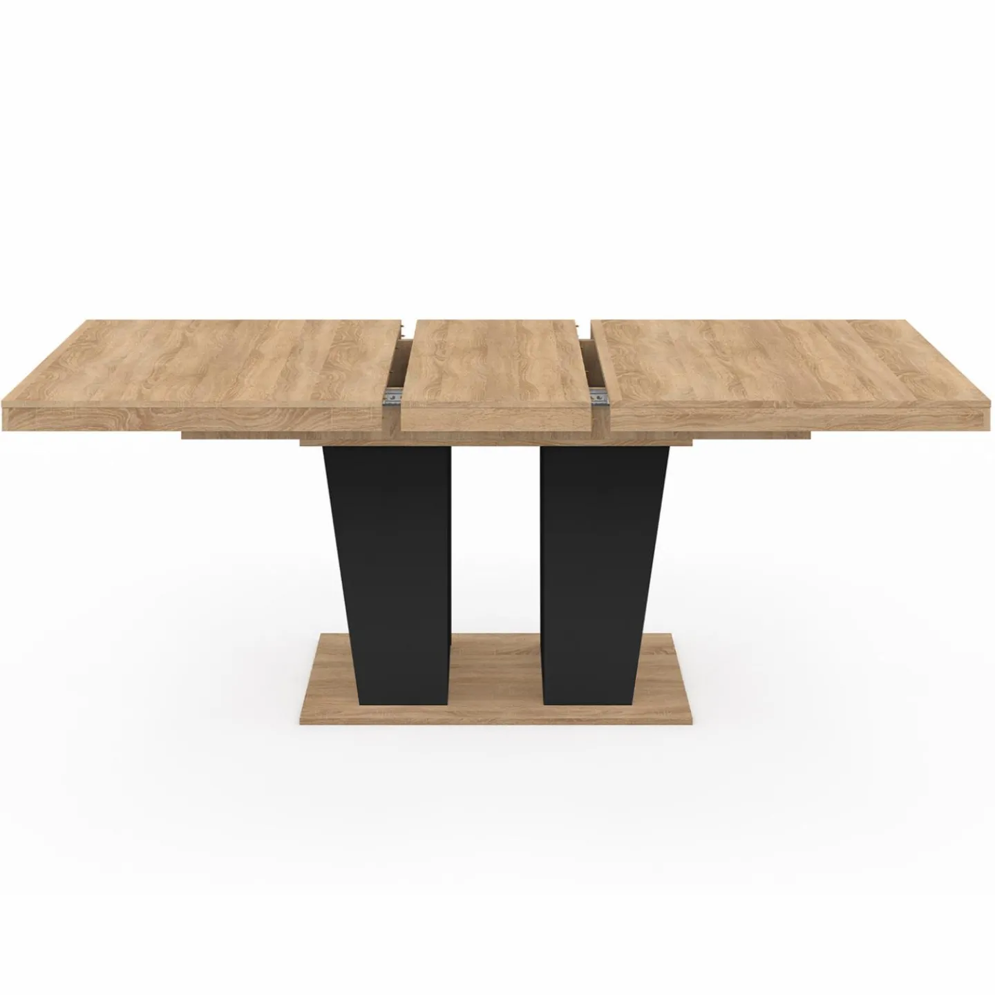Table à manger extensible avec pied central bois et noir*IDMarket Online