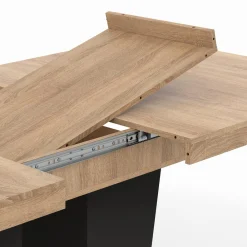 Table à manger extensible avec pied central bois et noir*IDMarket Online