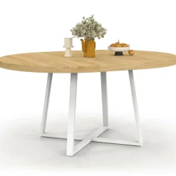 Table à manger extensible ronde 4-8 personnes bois et blanc 110-150 cm*IDMarket Hot