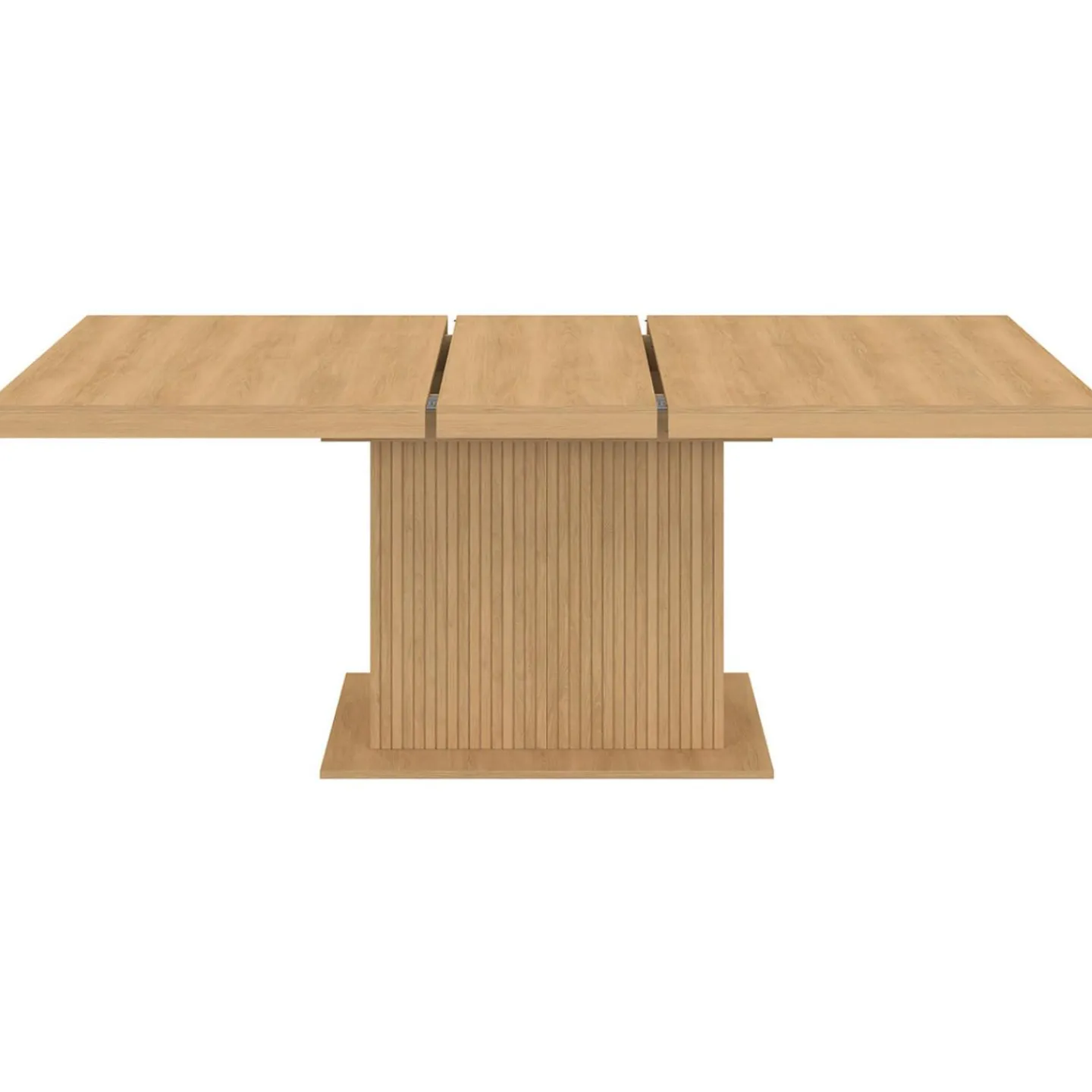 Table à manger extensible 160-200 cm lattes tasseau bois avec rangement pied central 6-10 personnes*IDMarket Clearance