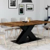 Table à manger extensible rectangle 160-200 cm 6-10 personnes pied X noir et plateau bois foncé*IDMarket Outlet