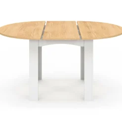 Table à manger extensible ronde en bois 110-150 cm 4-8 personnes plateau façon hêtre*IDMarket