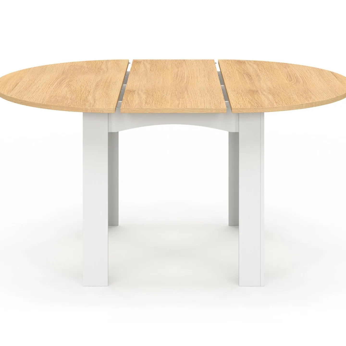 Table à manger extensible ronde en bois 110-150 cm 4-8 personnes plateau façon hêtre*IDMarket